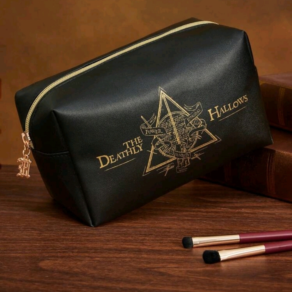 Harry Potter X SHEIN Deathly‎ Hallows Letter Pattern Large Capacity Makeup Bag